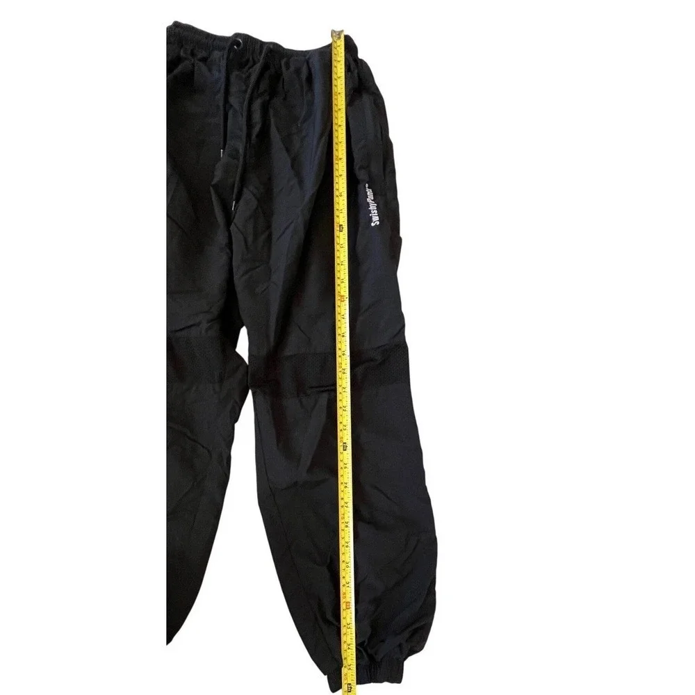 Swishy Pants Black Athletic Joggers Mesh Knee Track Pants Mens Small